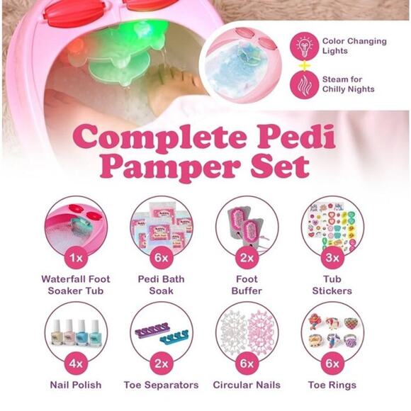 Glow in the Dark Kids Foot Spa Kit with Pedicure Kit - Kids Nail Polish Set New - Picture 3 of 7